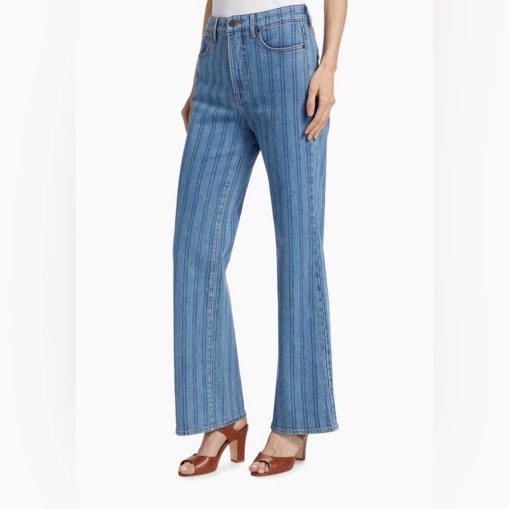 Veronica Beard striped crosbie wide leg loafer jeans